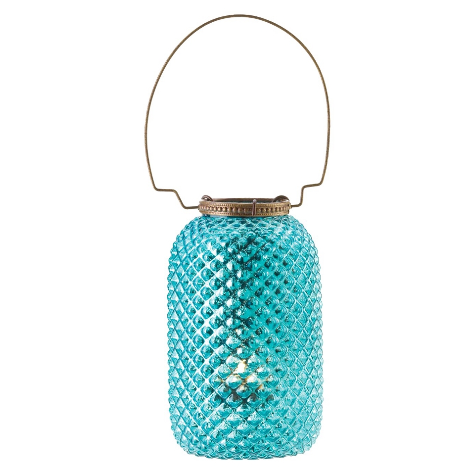 Hobnail Lantern Candle Holder 6.25   Blue