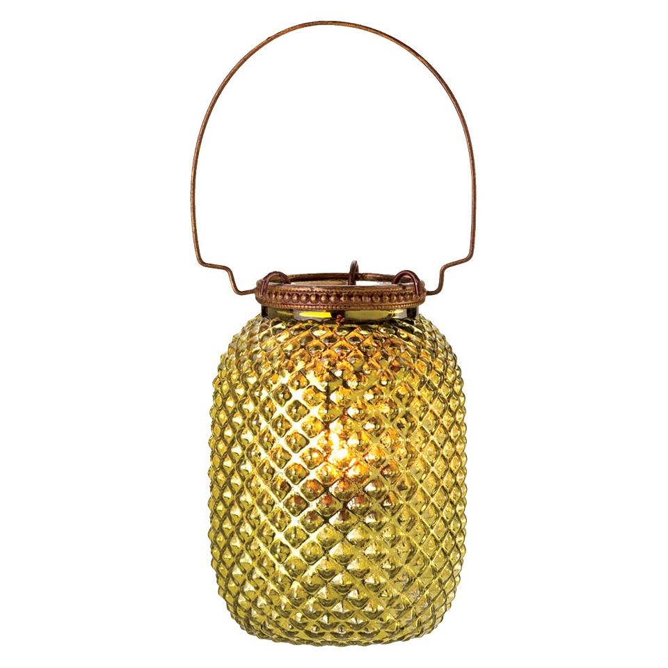 Hobnail Lantern Candle Holder 4.75   Green