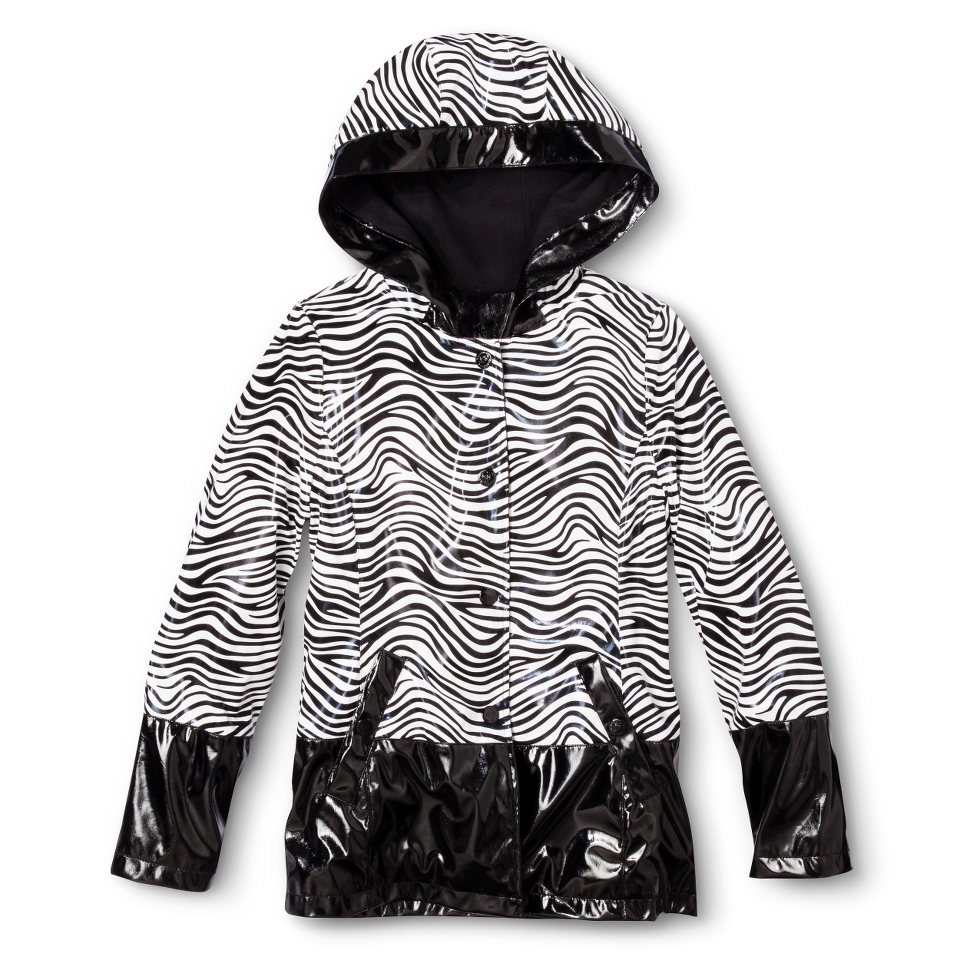 Dollhouse Girls Zebra Stripe Raincoat   Black 7 8