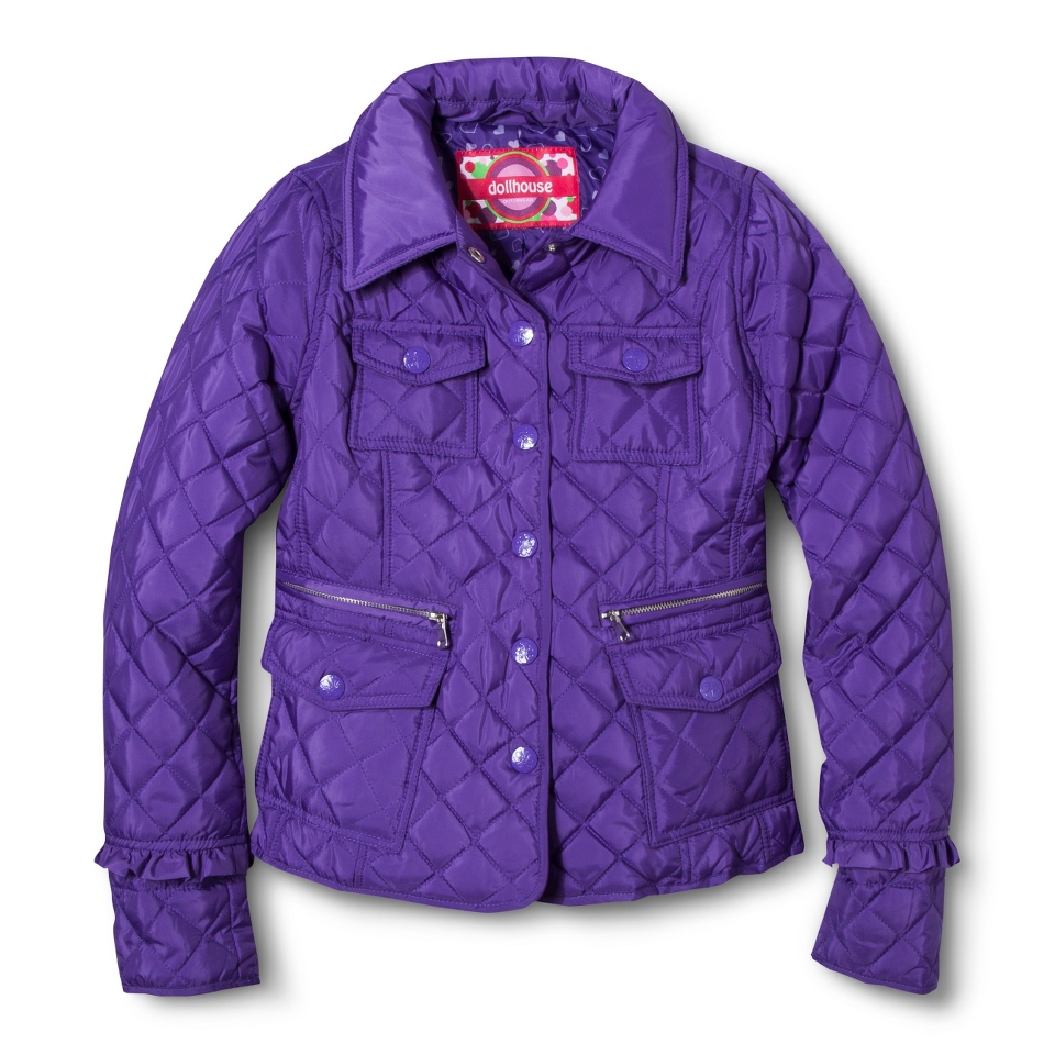 Dollhouse Girls 4 Pocket Lightweight Quilted Jacket   Purple 10 12