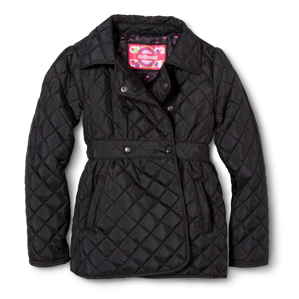 Dollhouse Girls Lightweight Quilted Jacket   Black 6X