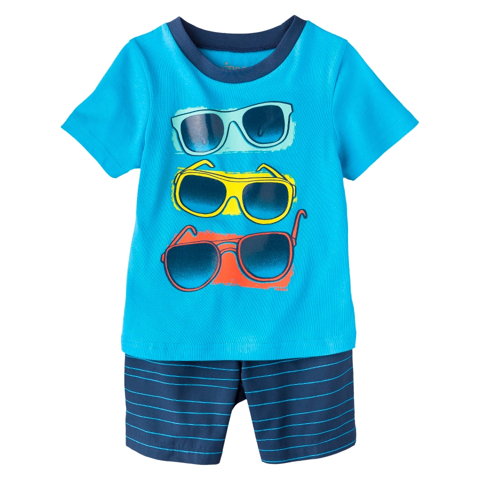 Circo Infant Toddler Boys Sunglasses Tee & Striped Short Set   Panama Blue 4T