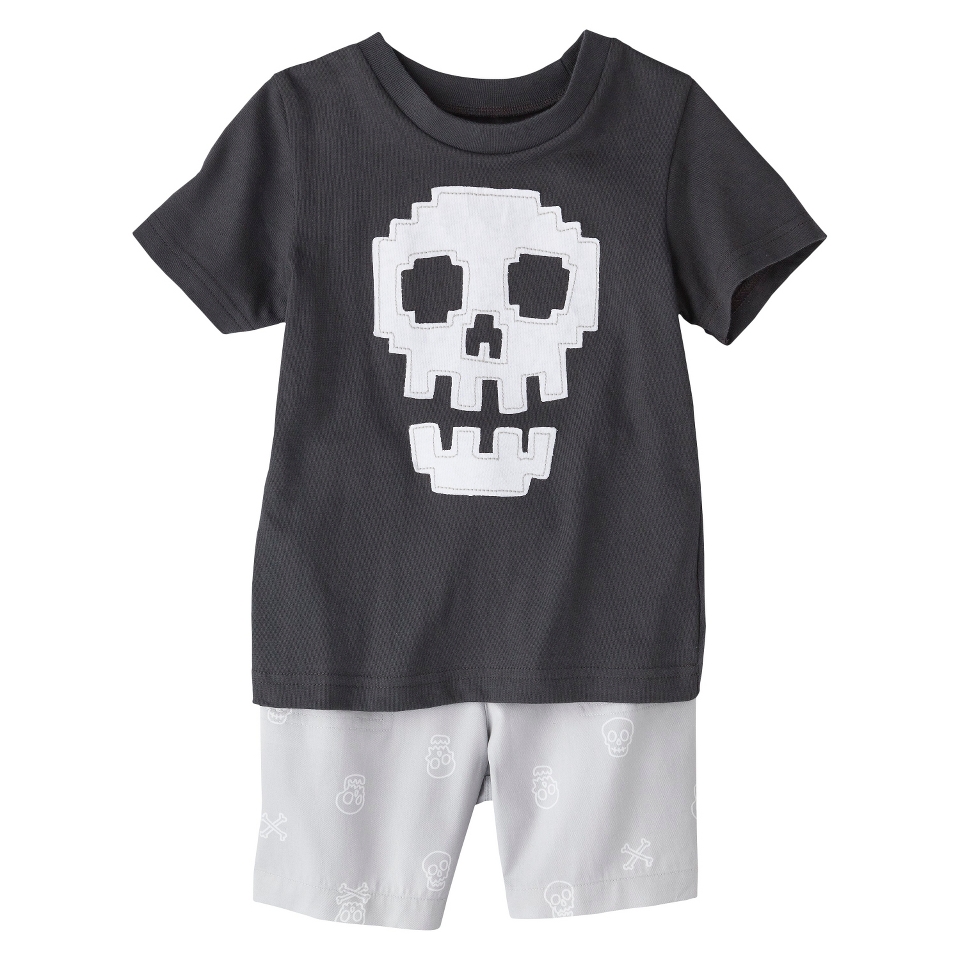 Circo Infant Toddler Boys Skull Tee & Short Set   Charcoal 4T