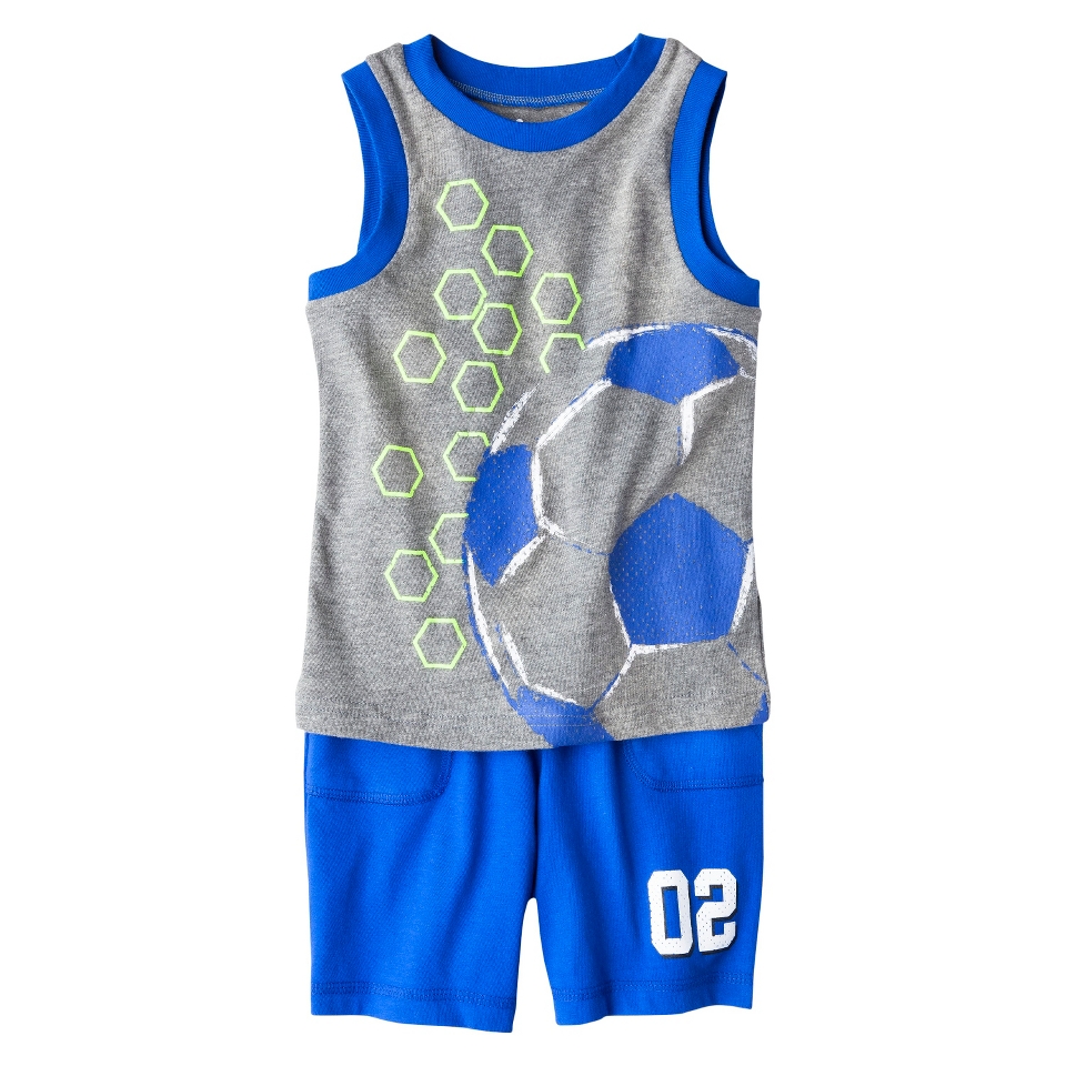 Circo Infant Toddler Boys Soccer Muscle Tee & Jersey Short Set   Gray/Blue 2T