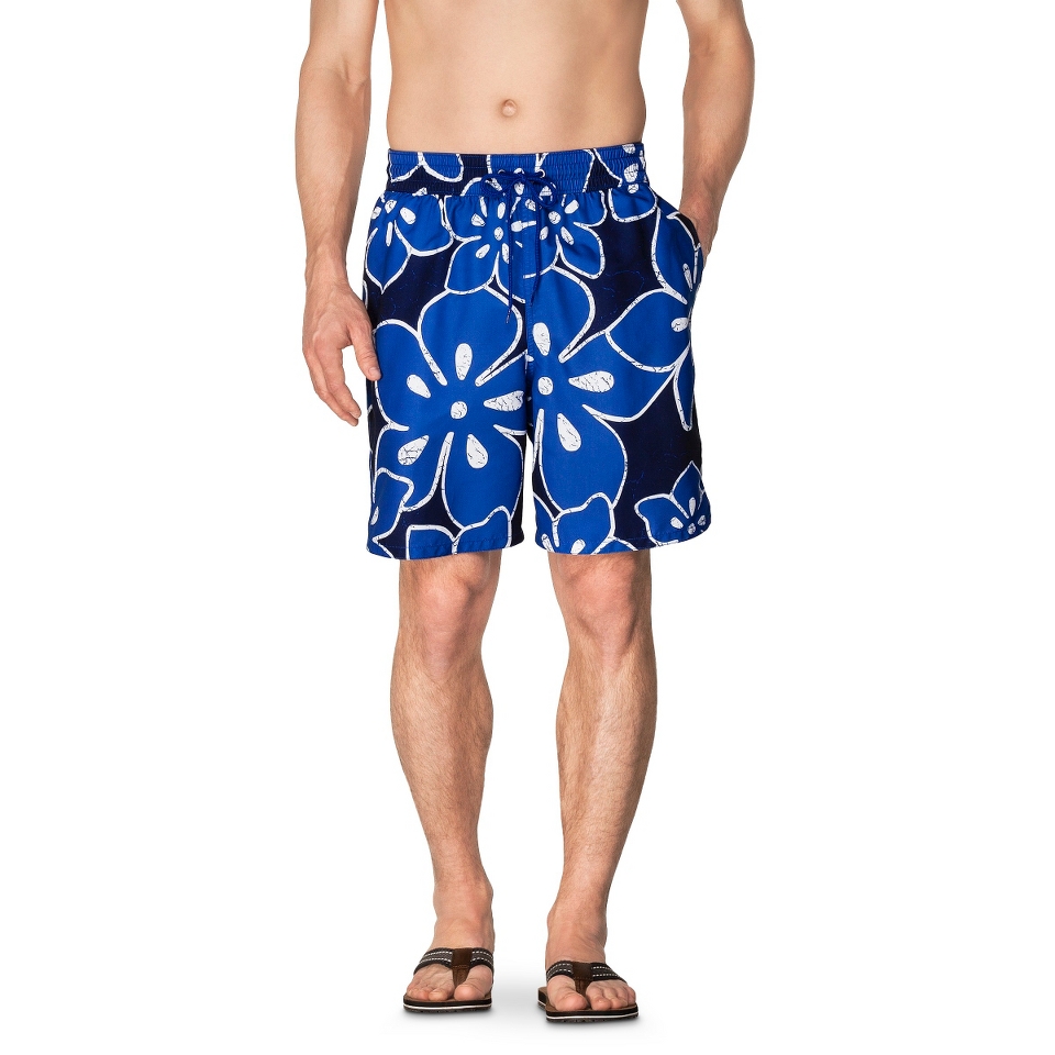 Merona Mens Floral 7 Swim Trunks   Navy Voyage XXL