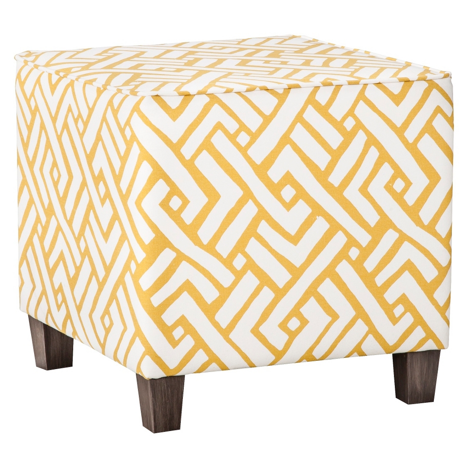 Ottoman Threshold&$153; Ottoman Cube   Yellow Geo