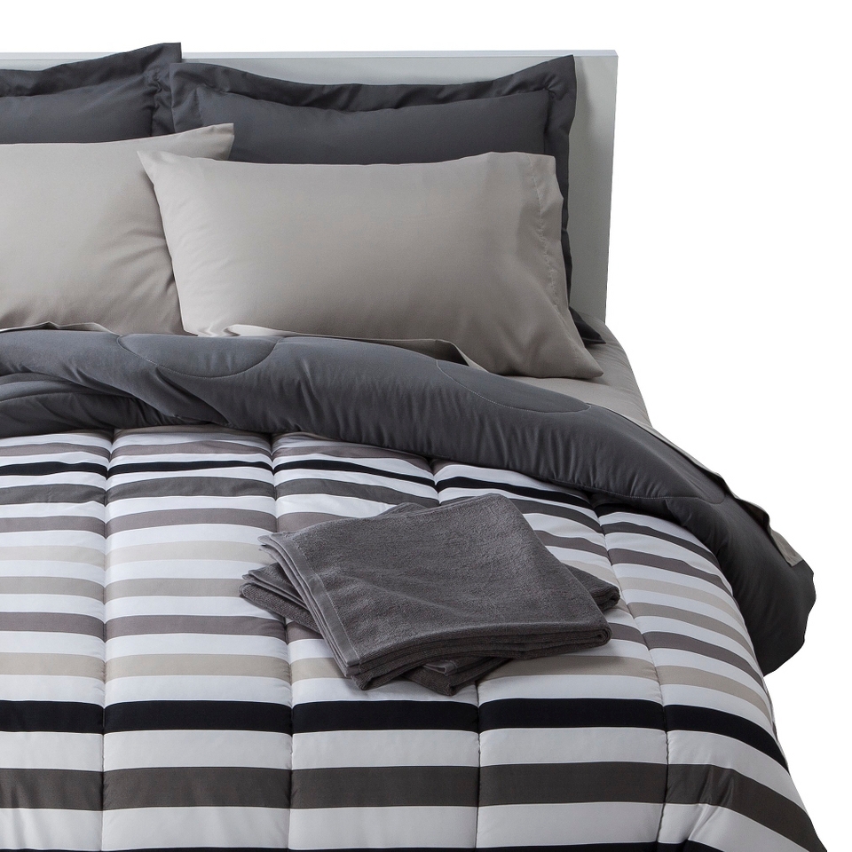 Stripe 9 Piece Comforter Set   Queen