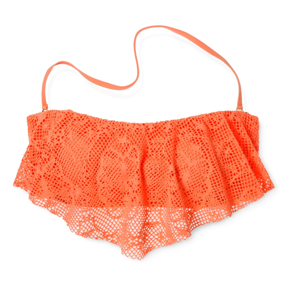 Womens Crochet Hanky Swim Top  Orange XS
