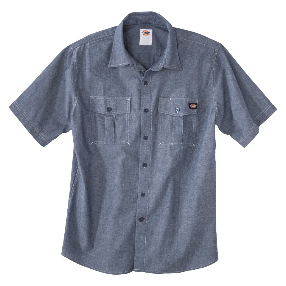 Dickies Mens Short Sleeve Button Down   Blue XXXL