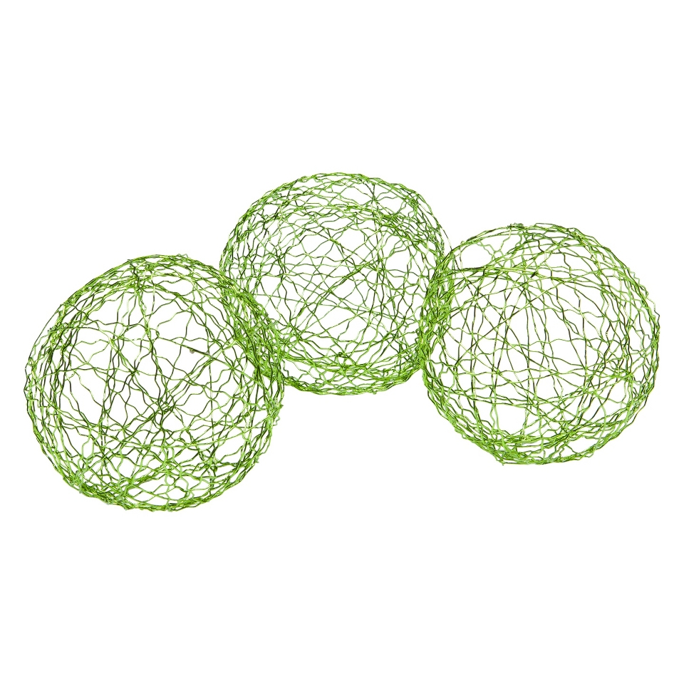 Crinkle Wire Balls Set of Six   Green