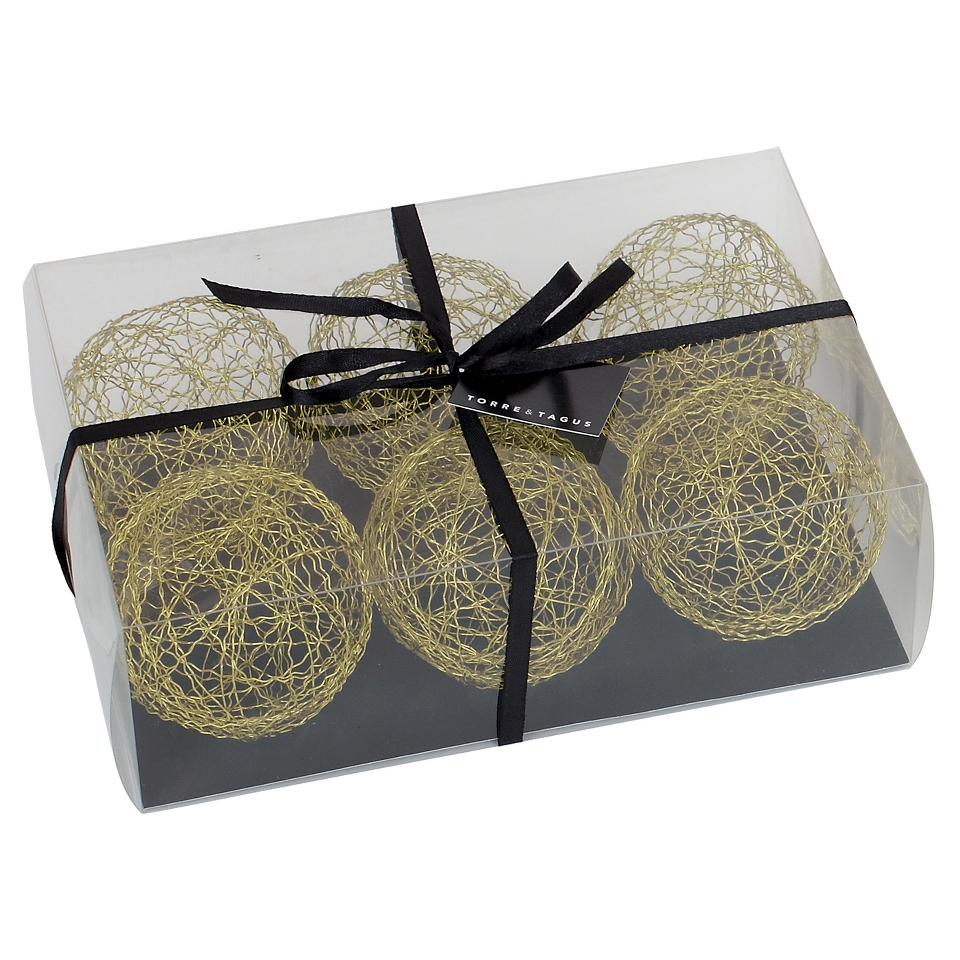 Crinkle Wire Balls Set of Six   Gold