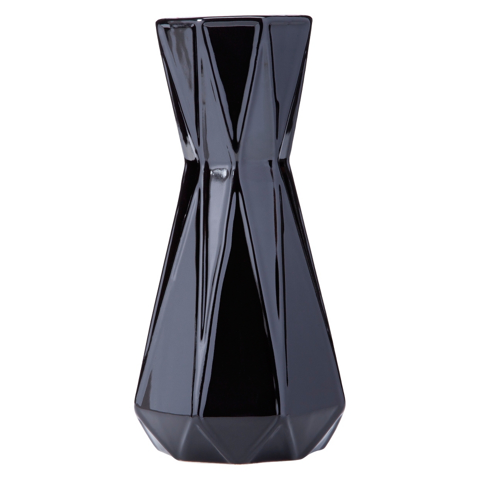 Prism Flared Vase Short   Black