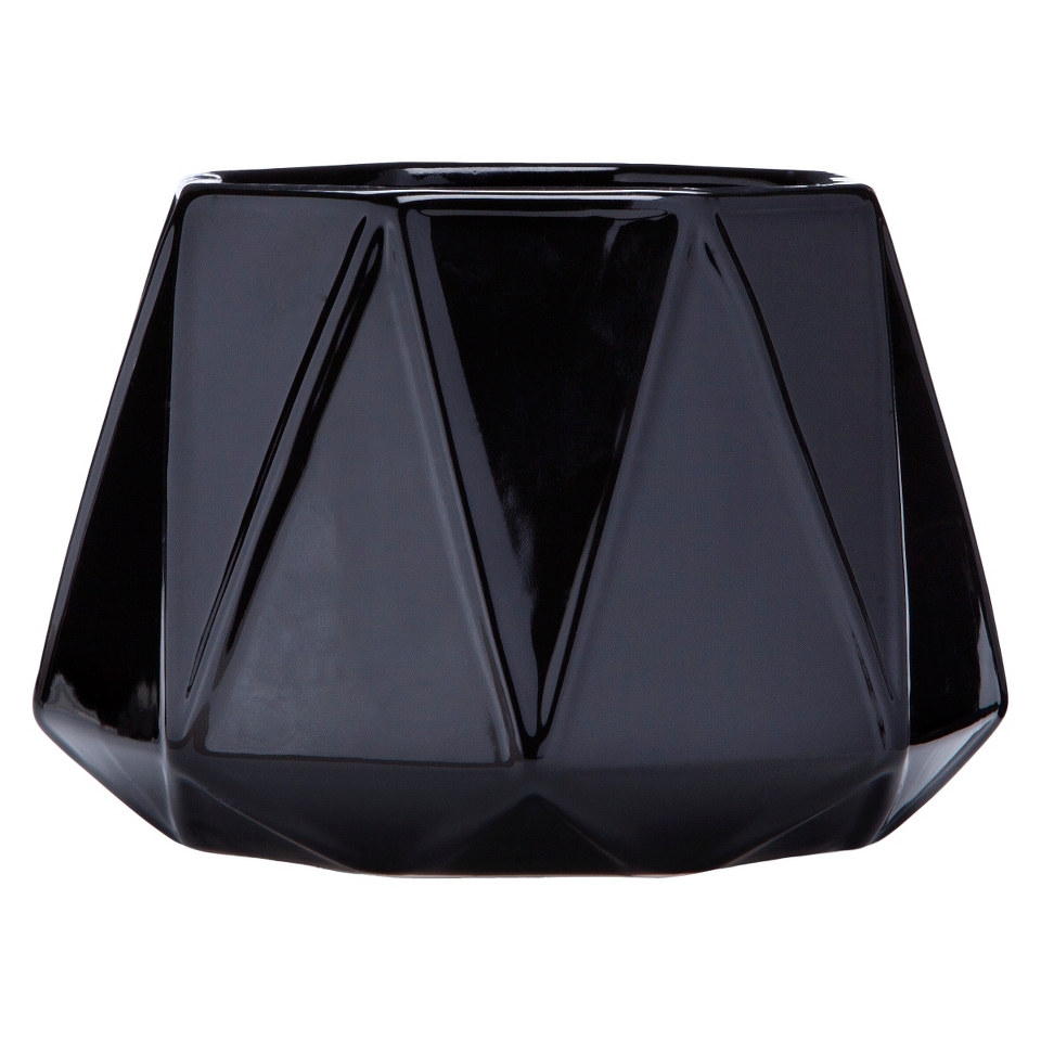 Prism Tapered Vase Wide   Black