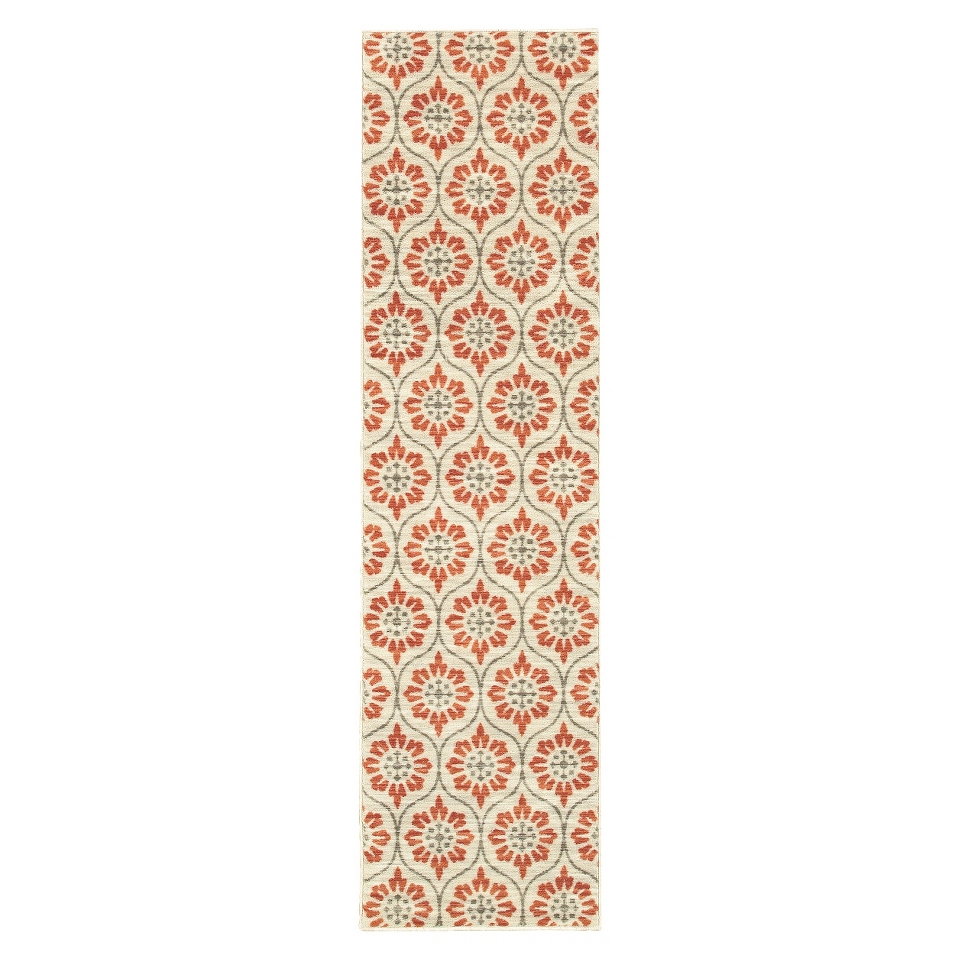 Shaw Living Medallion Runner   Coral/Gray (110x7)