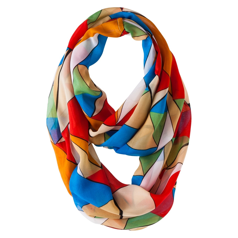 Geometric Infinity Scarf   Red/Brown Multicolor