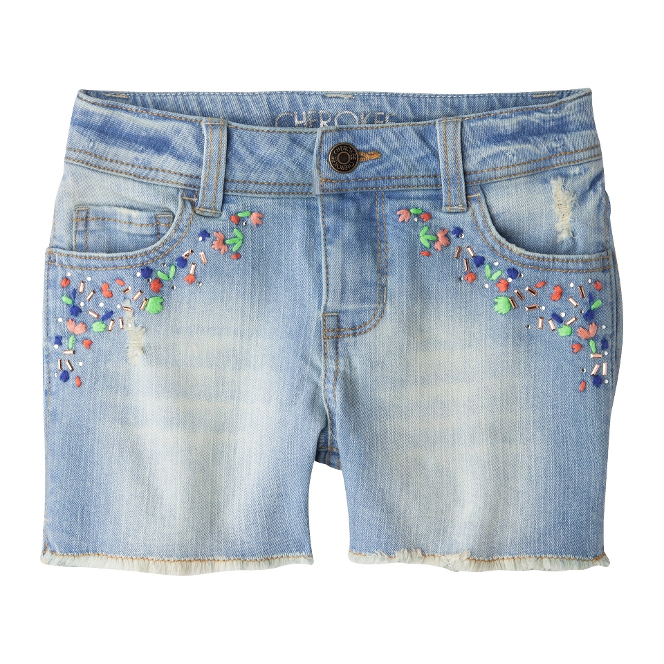 Girls Embellished Front Jean Short   Blue M