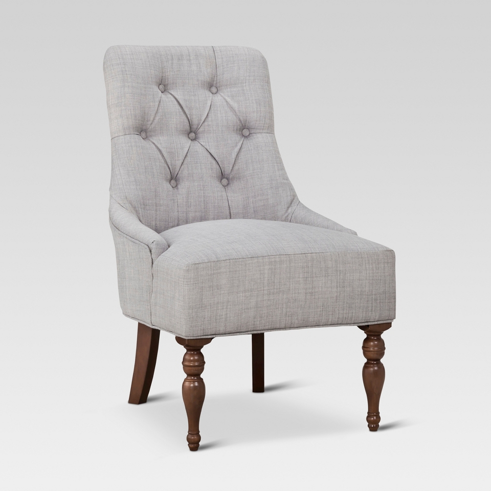 Upholstered Chair Threshold Tufted English Chair   Gray