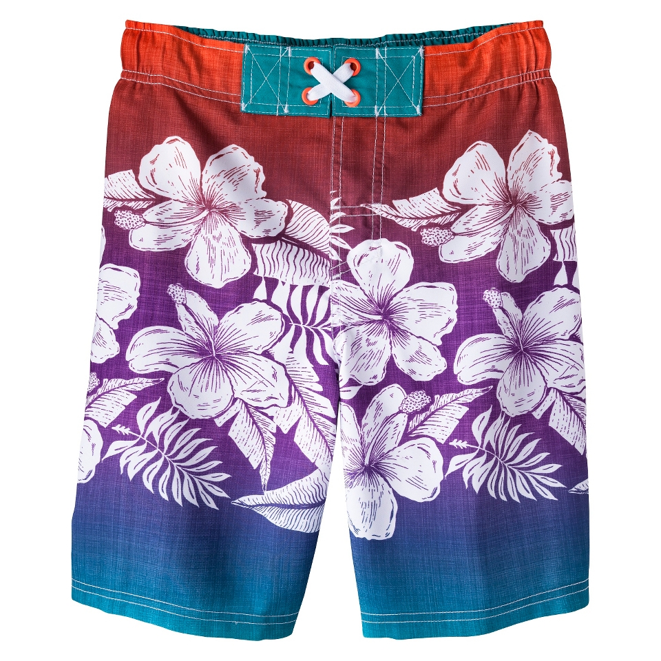 Boys Hawaiian Swim Trunk   Turquoise L