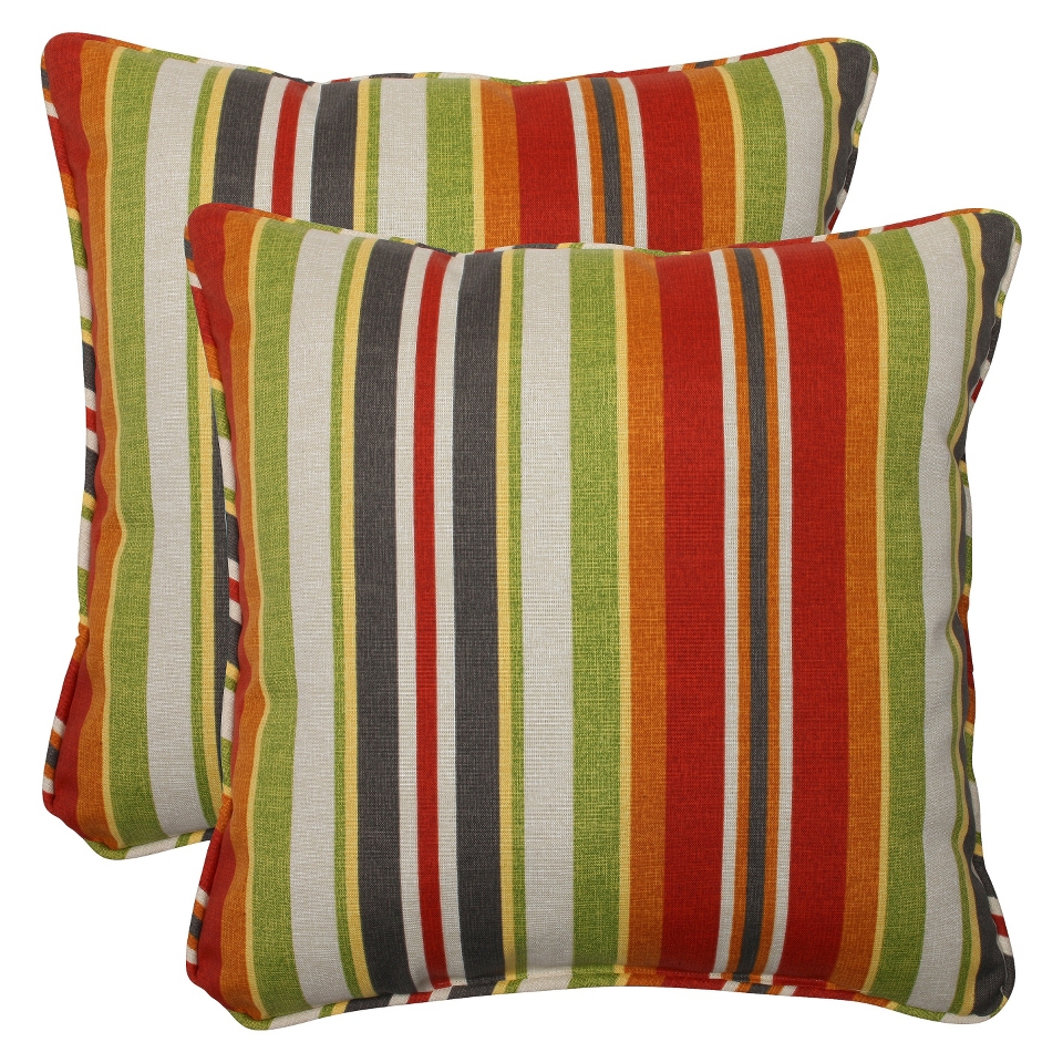 Outdoor 2 Piece Square Throw Pillow Set   Roxen Stripe