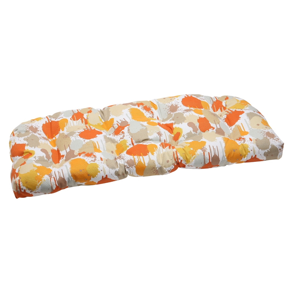Outdoor Wicker Loveseat Cushion   Orange/Tan Neddick