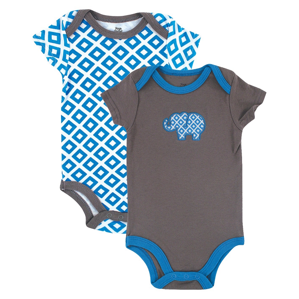 Yoga Sprout Newborn Boys 2 Pack Bodysuit   Grey/Blue 0 3 M