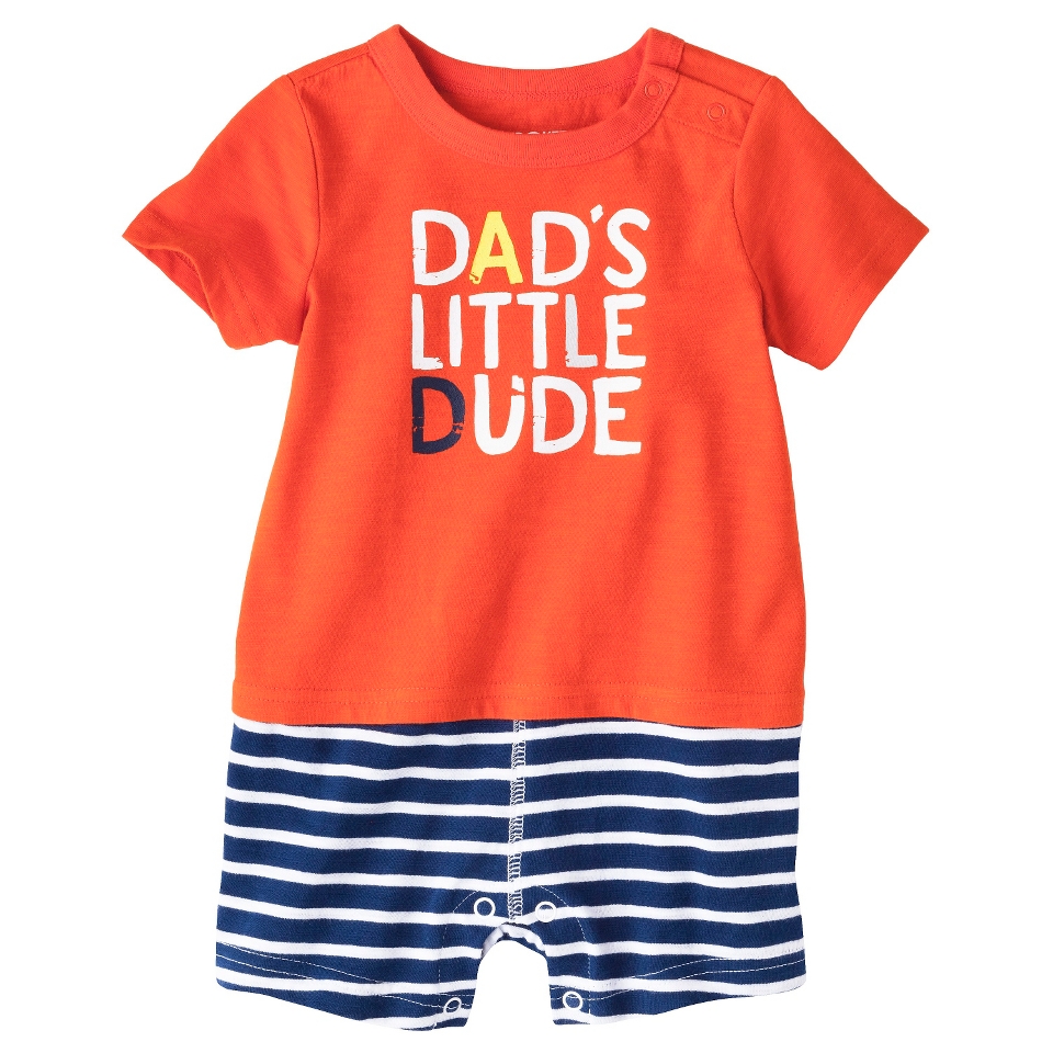 Cherokee Boys Dads Little Dude Romper   Orange 6 9 M