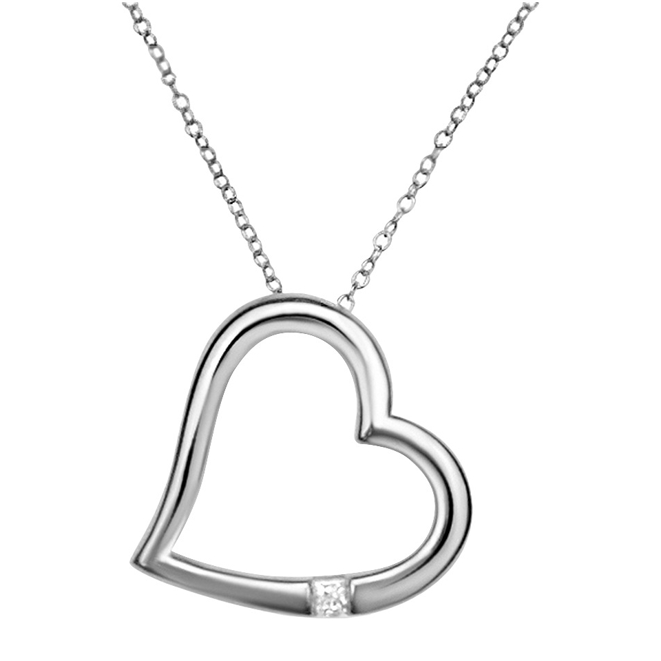 0.1 CT.T.W. Princess cut Diamond Heart Pendant Necklace in Sterling Silver
