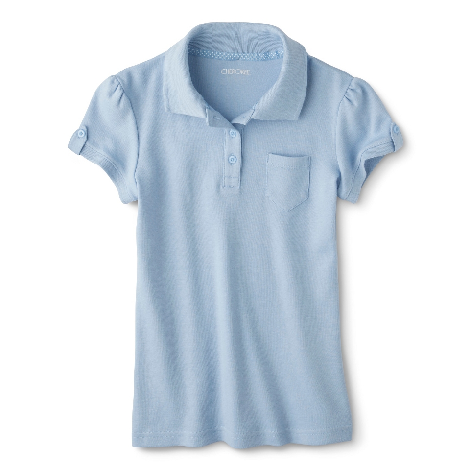 Cherokee Girls School Uniform Interlock Fashion Polo   Blue XS