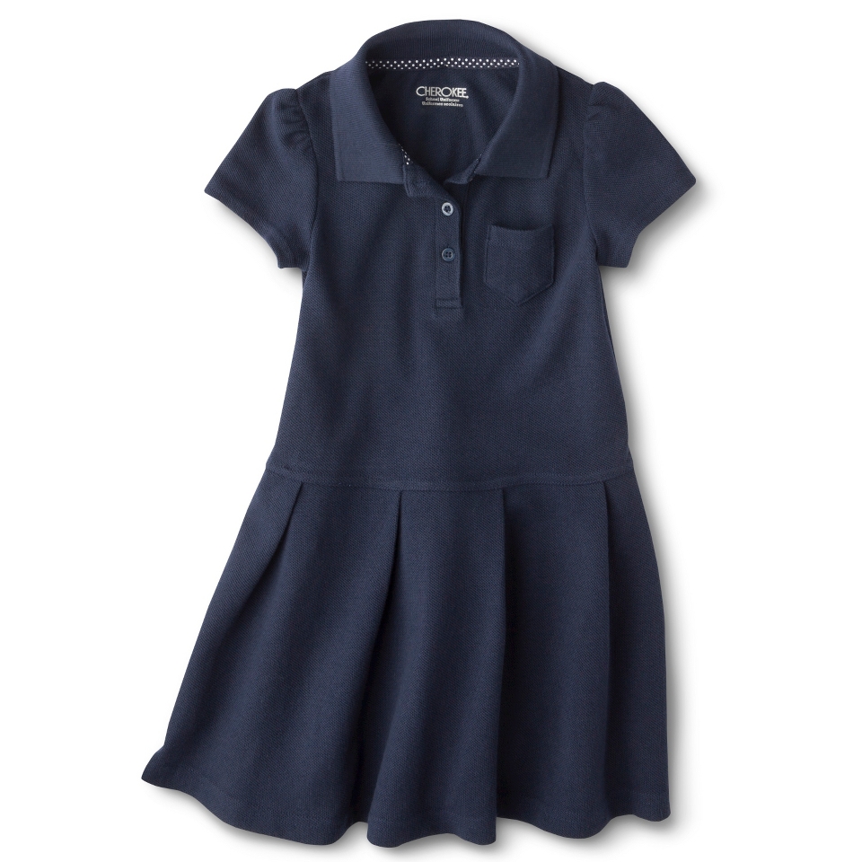 Cherokee Girls School Uniform Short Sleeve Knit Tennis Dress   Xavier Navy XS