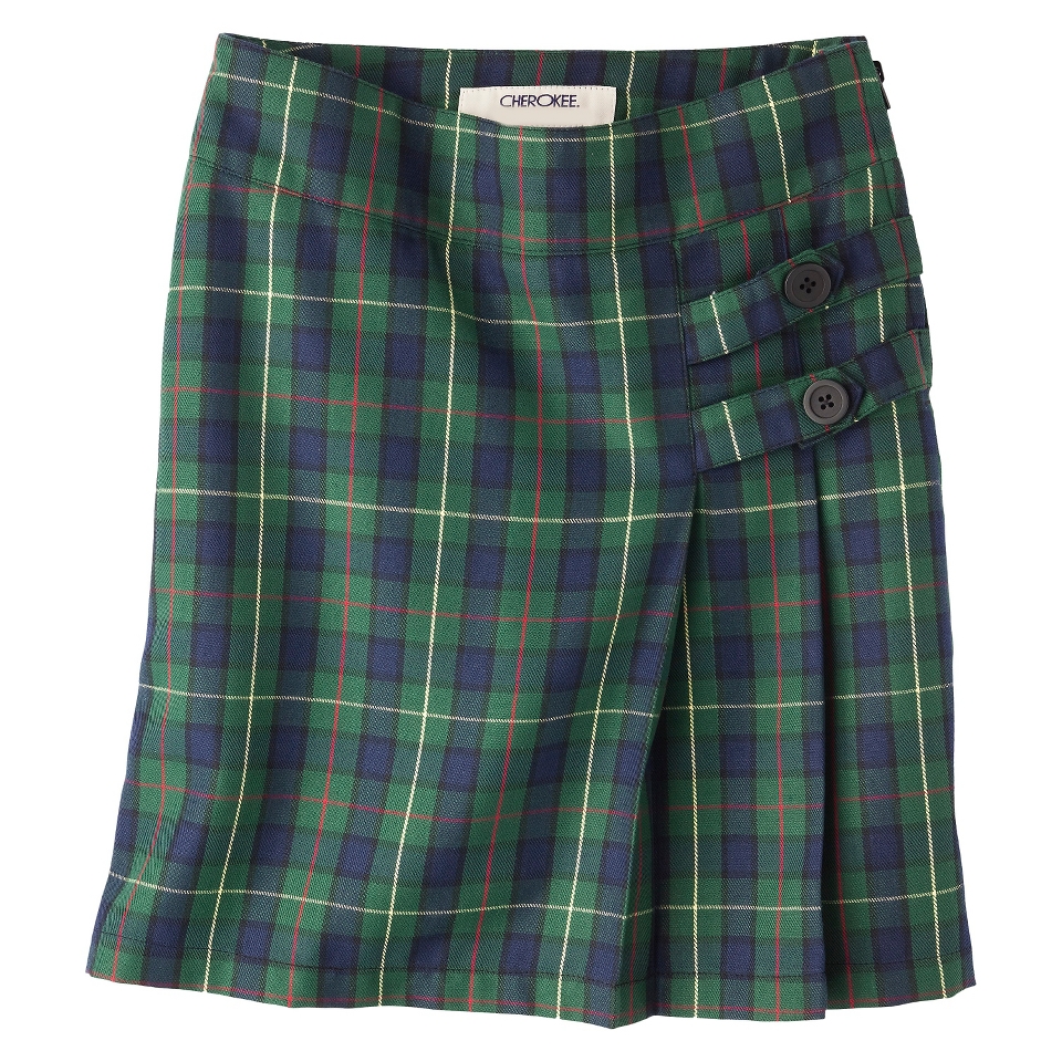 Cherokee Girls School Uniform Plaid Twill Scooter   Forest Green 4