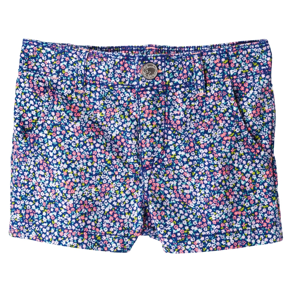 Cherokee Infant Toddler Girls Floral Chino Short   Indigo 2T