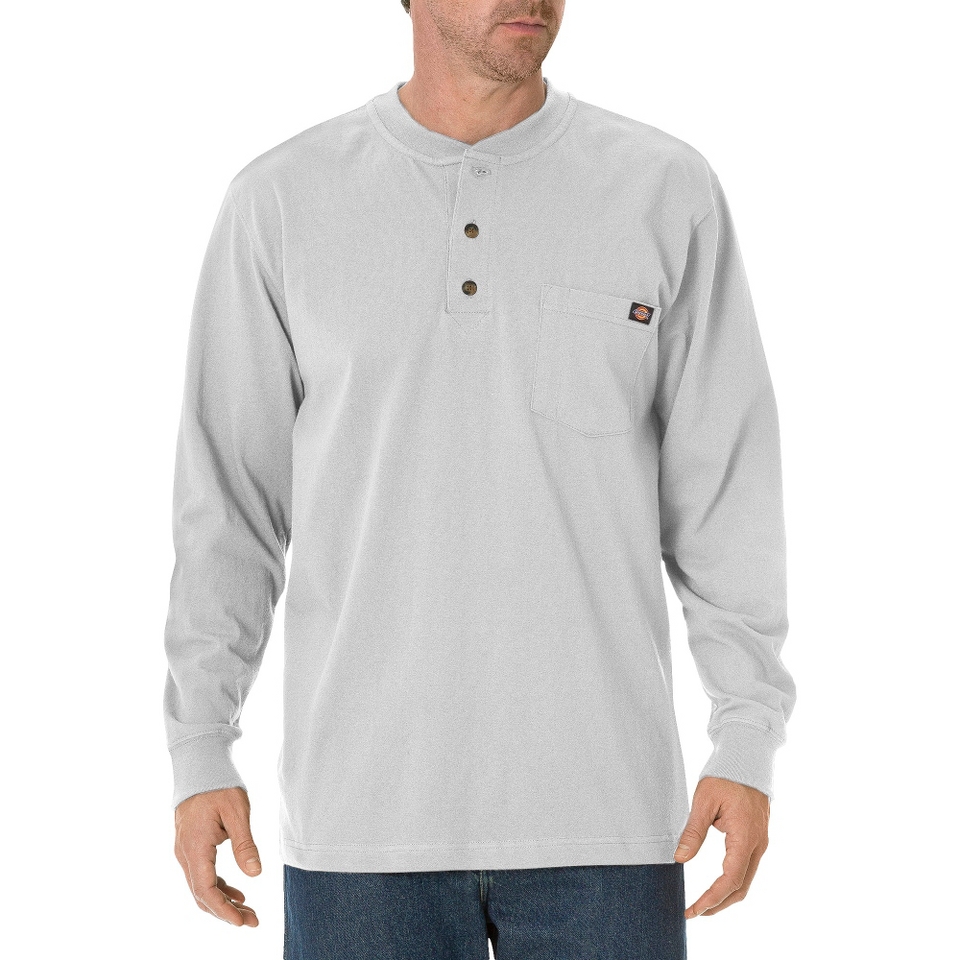 Dickies Mens Long Sleeve Heavyweight Henley   Ash Gray XXL TALL