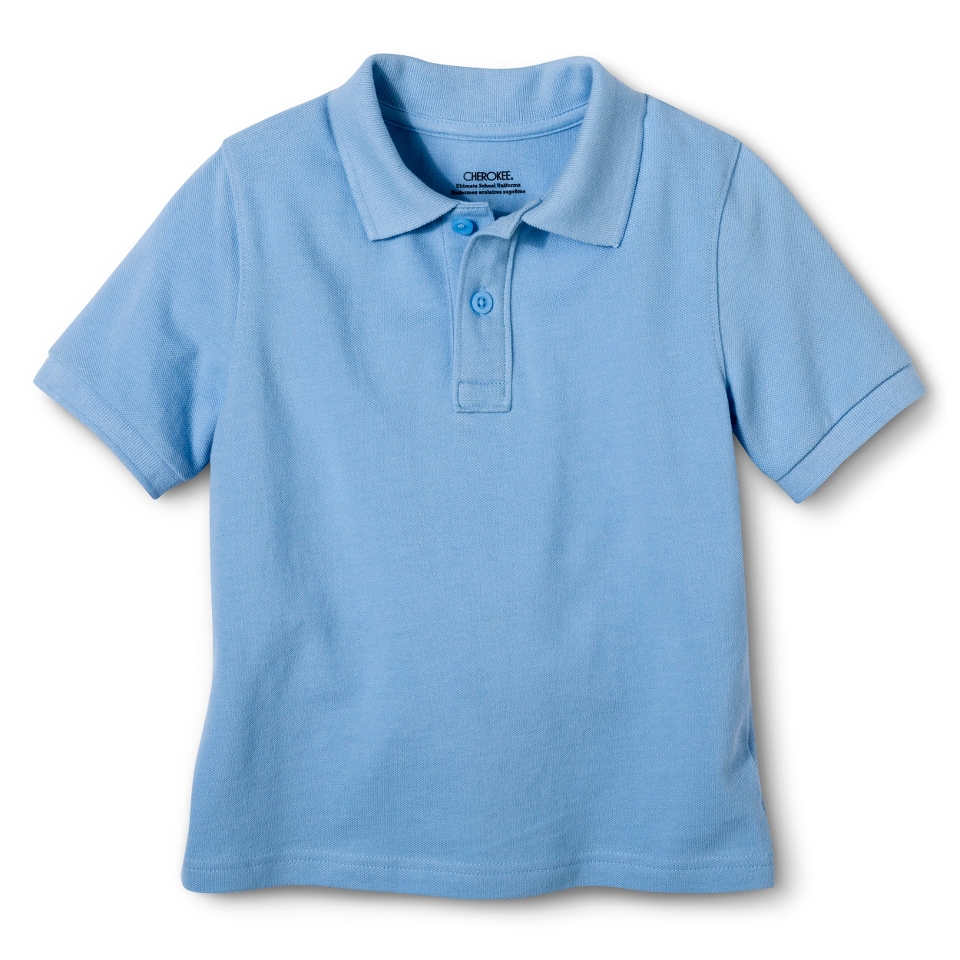 Cherokee Toddler School Uniform Short Sleeve Pique Polo   Soft Blue 3T