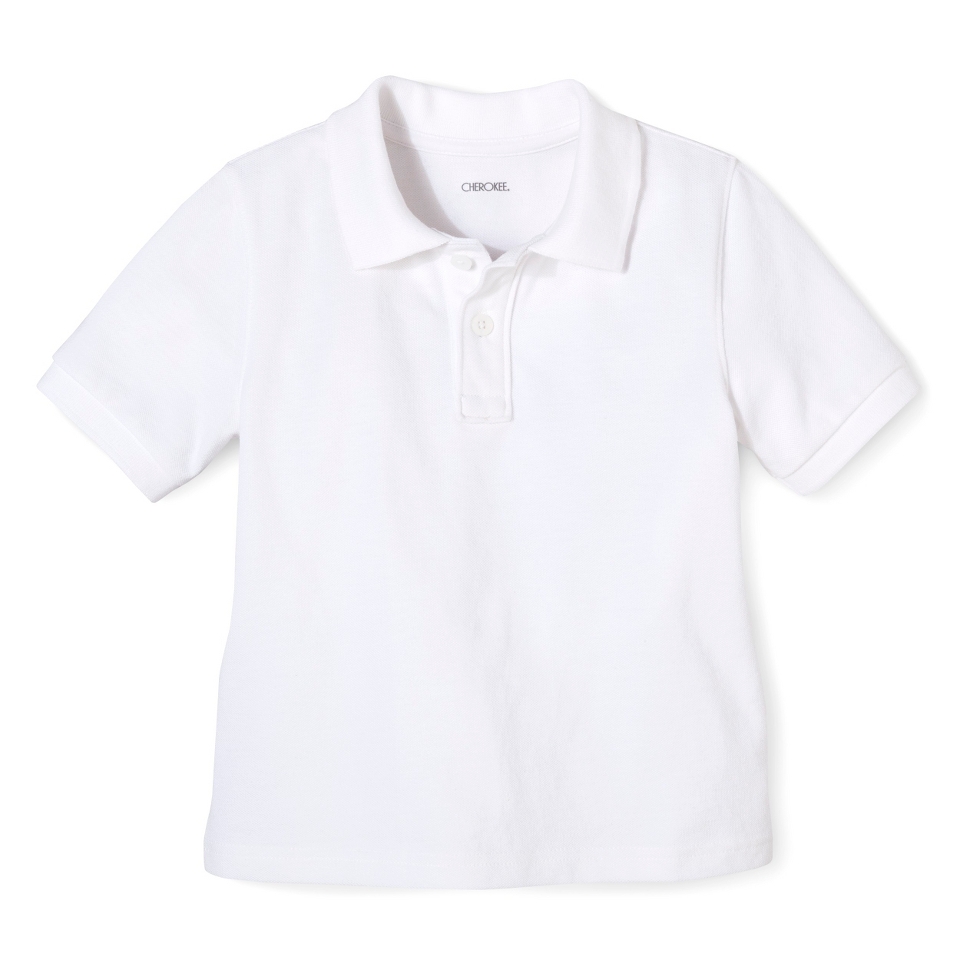 Cherokee Toddler School Uniform Short Sleeve Pique Polo   True White 3T