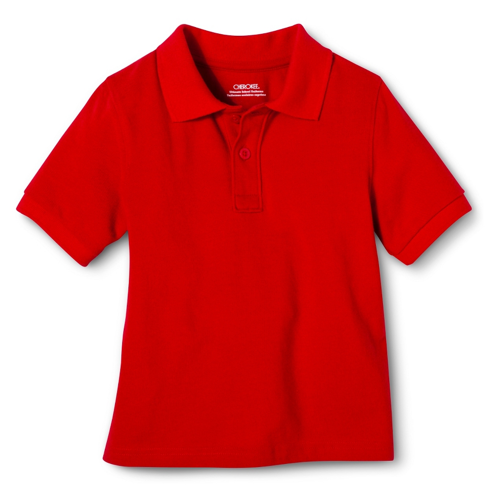 Cherokee Toddler School Uniform Short Sleeve Pique Polo   Red Pop 3T