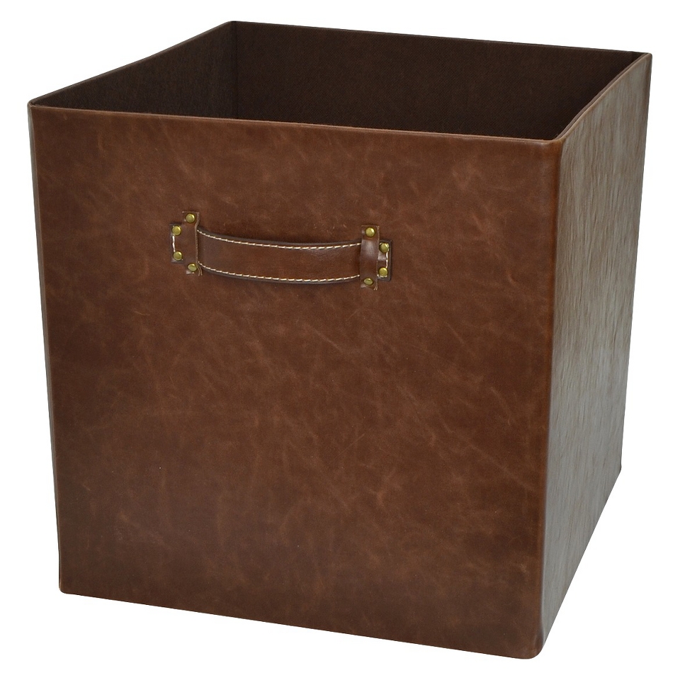 Threshold 13 Foldable Faux Leather Storage Bin   Set of 2   Brown