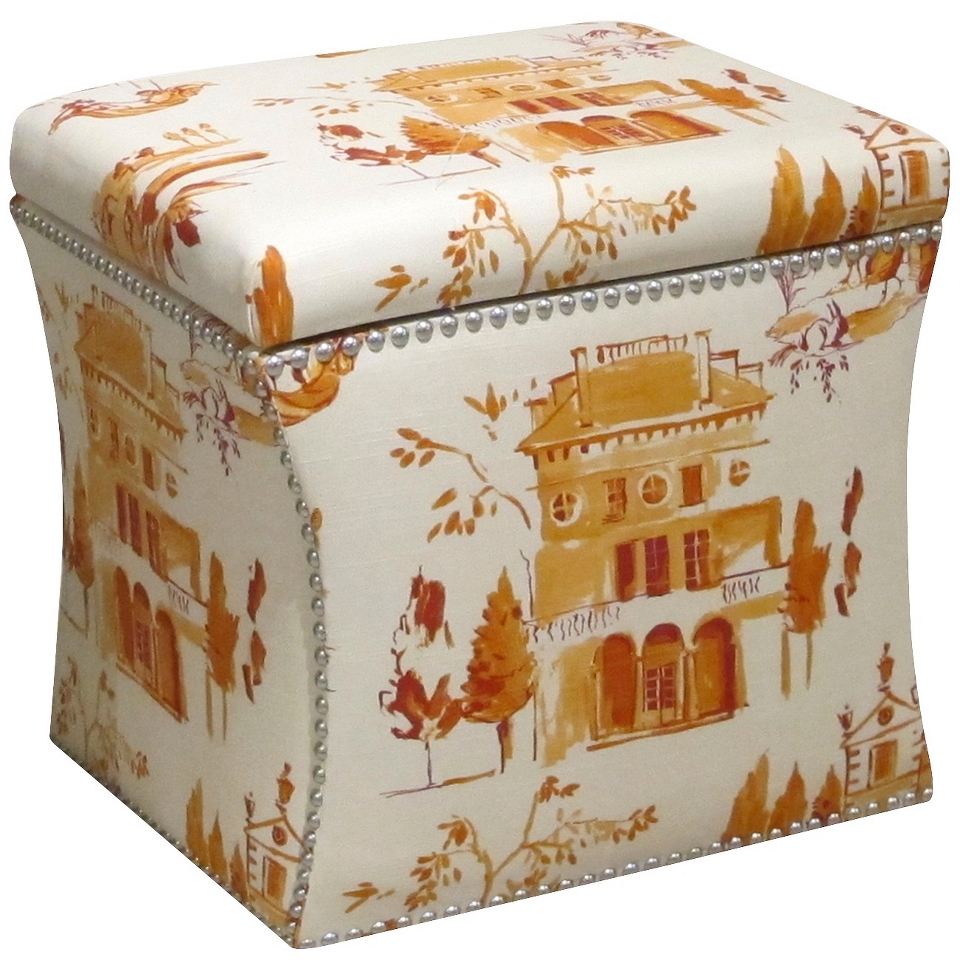 Skyline Storage Ottoman Ecom Storage Ottoman Cream Orange Sorbet Upholstered