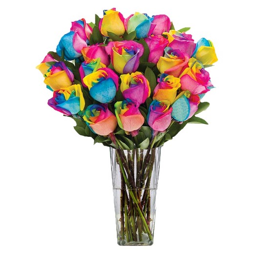 FreshCut Rainbow Roses with Vase 24 Stems Target