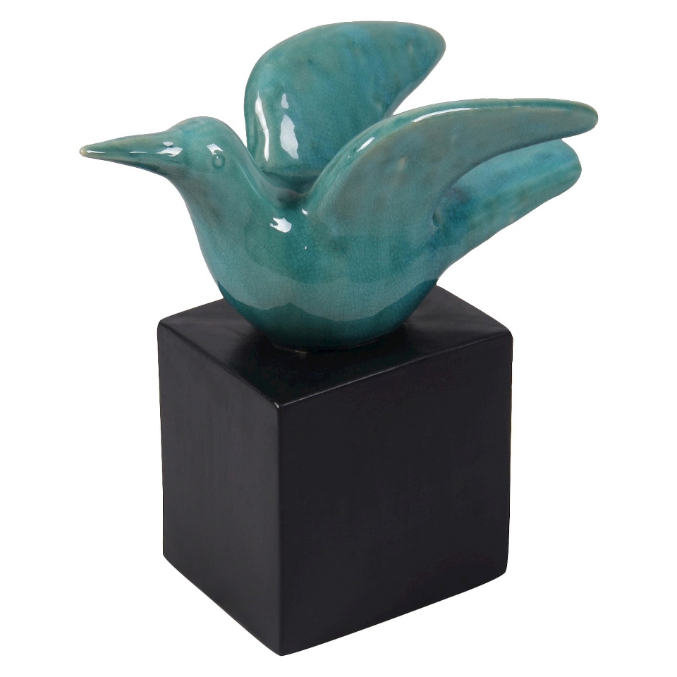 Ceramic Bird on Stand   Blue