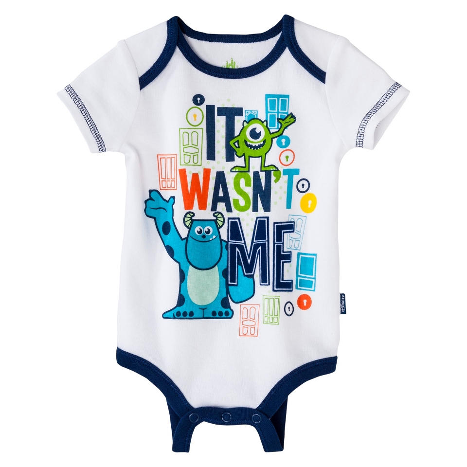 Disney Newborn Boys Monsters Inc. Bodysuit   White/Blue 12 18 M