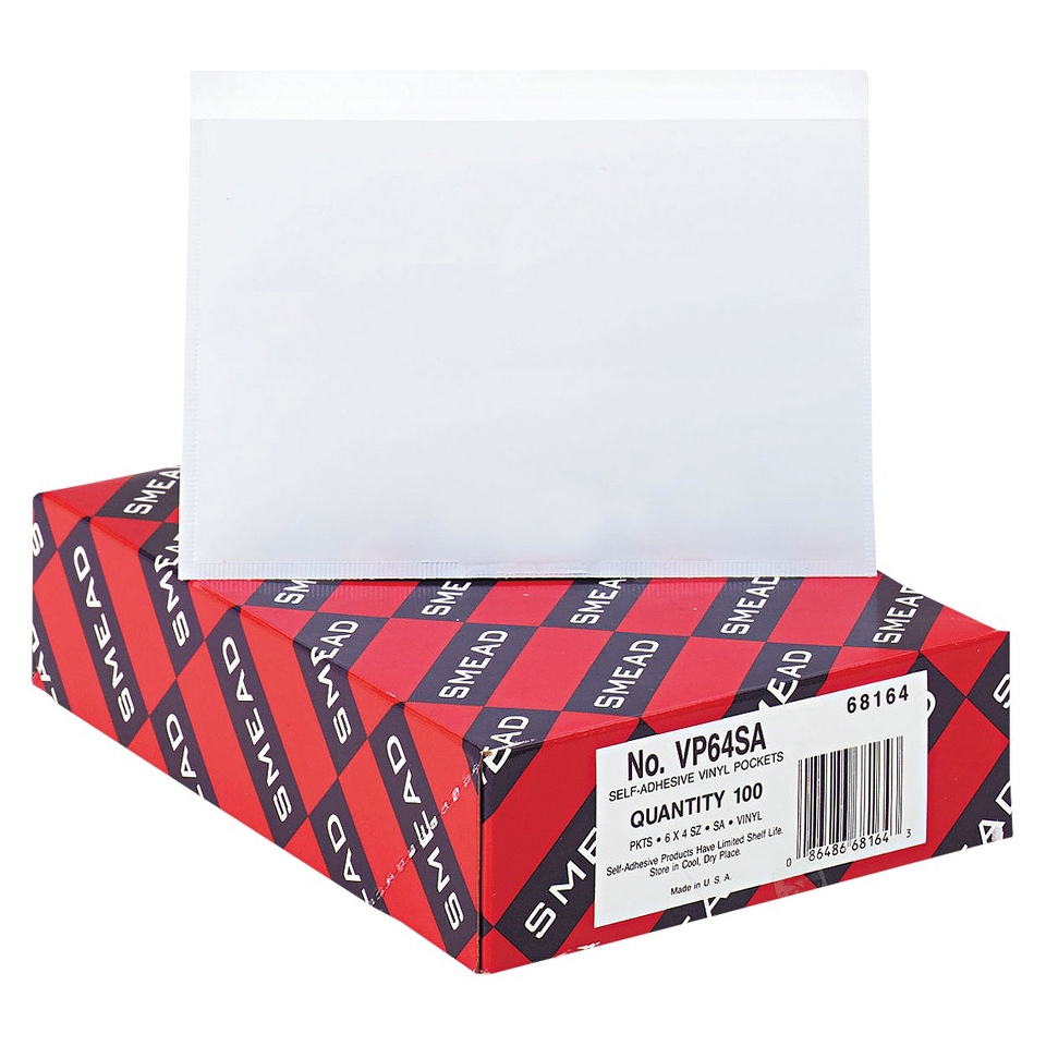 Smead Self Adhesive Poly Pockets, Top Load   100 Per Box