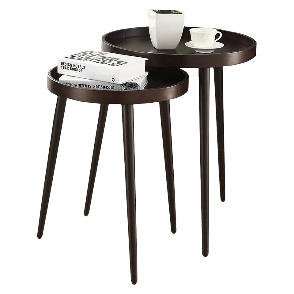 Accent Table Monarch Specialties Nesting Table 2 Piece Set   Brown