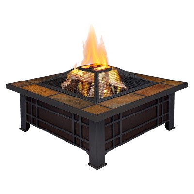 Morrison Square Wood Fire Pit Natural Real Flame Brickseek