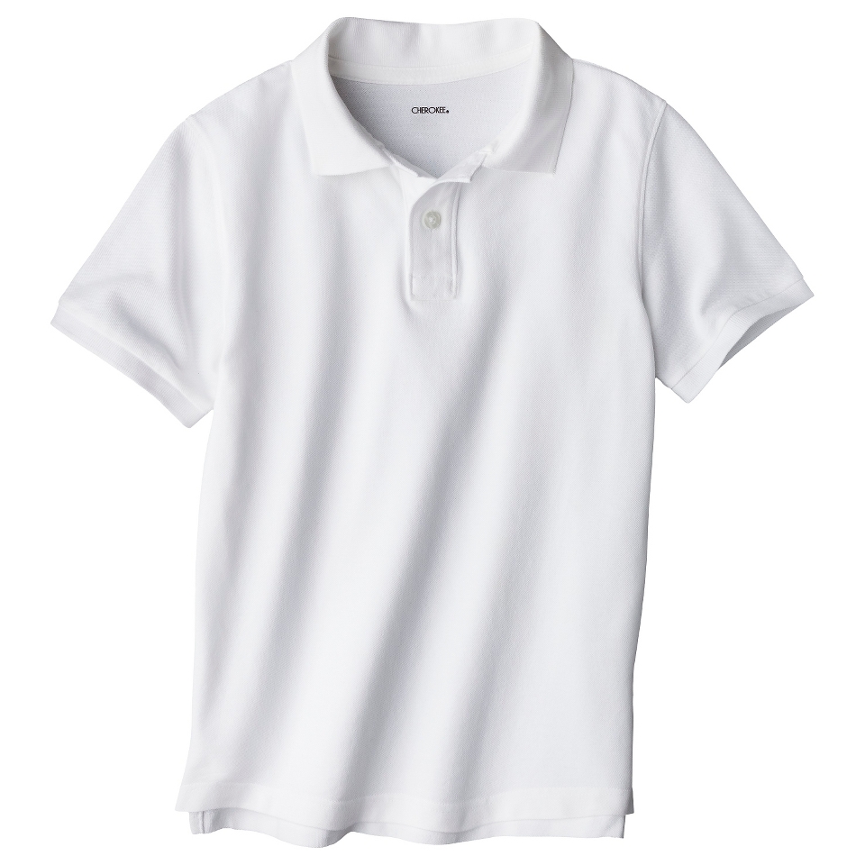 Cherokee Boys School Uniform Long Sleeve Pique Polo   True White XL