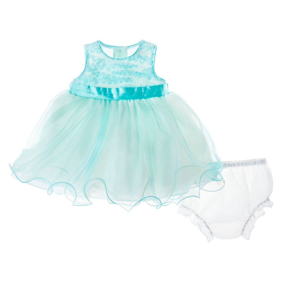 Rosenau Newborn Girls Sleeveless Empire Dress   Blue Green 3 M
