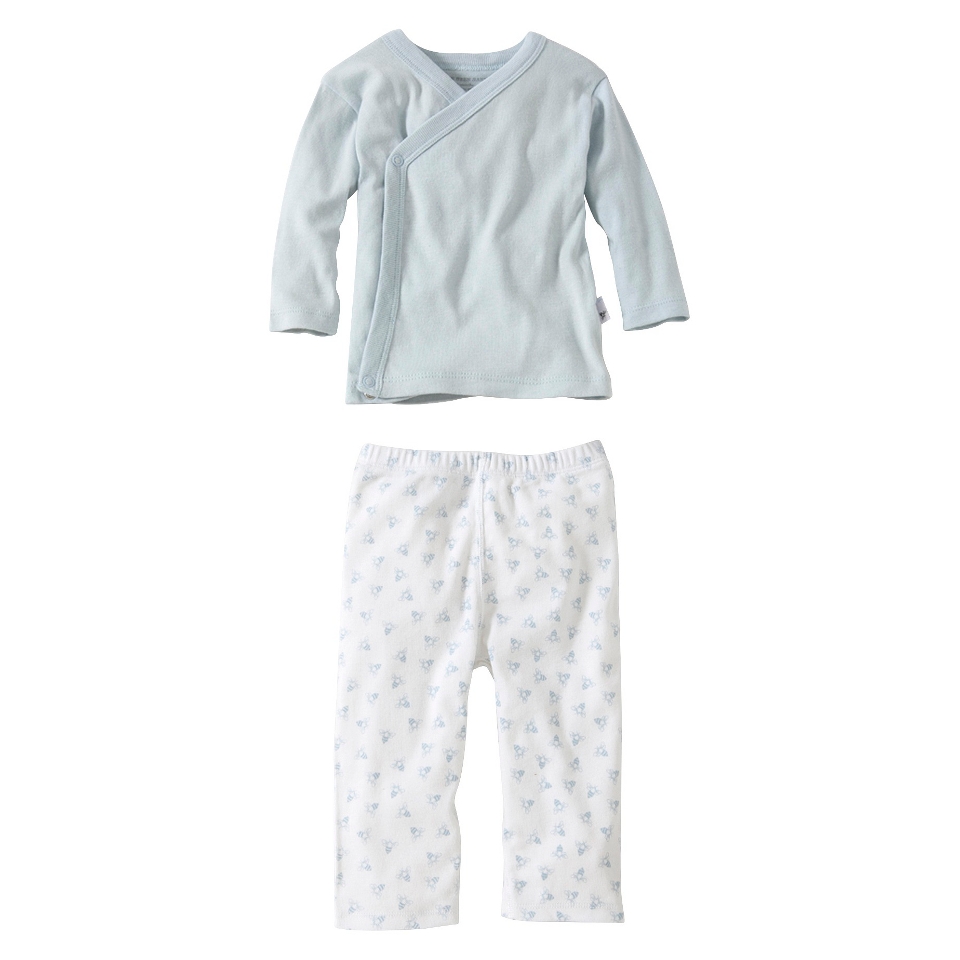 Burts Bees Baby Newborn Boys 2 Piece Kimono Top and Bottom Set   Sky12 M