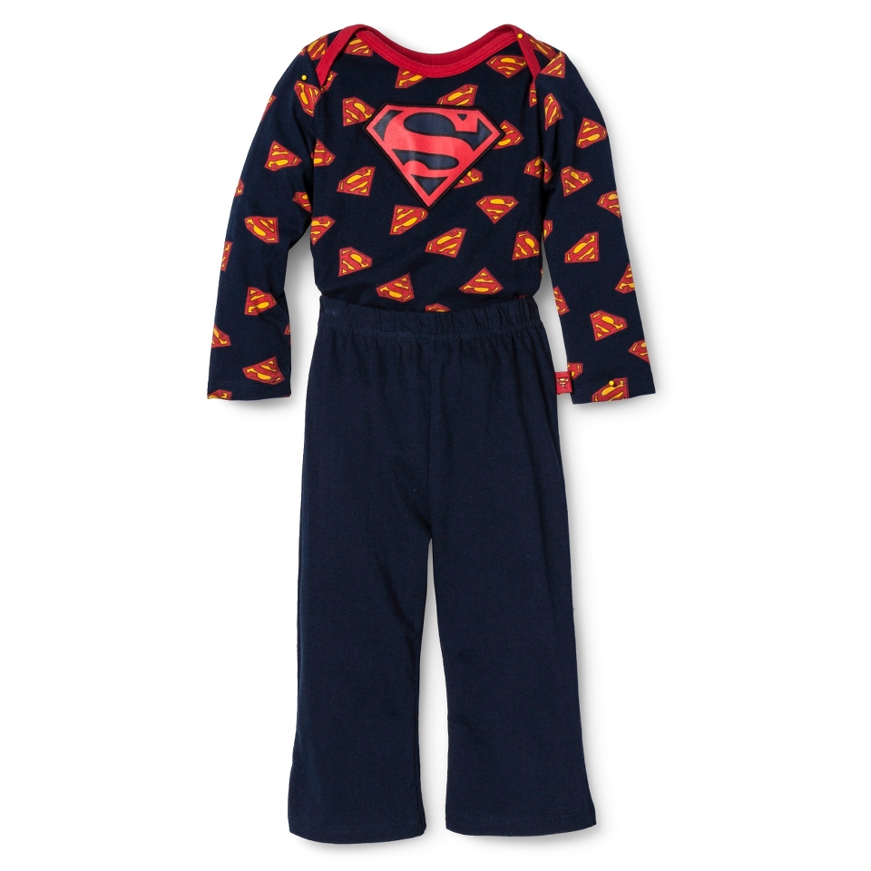 Superman Newborn Boys 2 Piece Top and Bottom Set   Navy 0 3 M