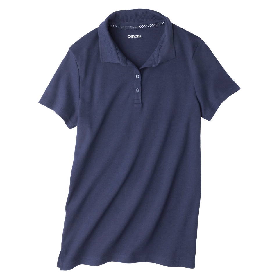 Cherokee Juniors School Uniform Short Sleeve Interlock Polo   Xavier Navy L