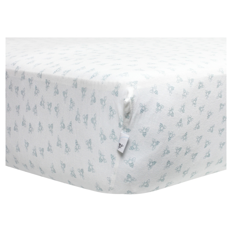 Burts Bees Baby Honeybee Print Fitted Sheet  Sky