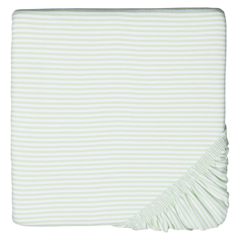 Burts Baby Bee Essentials Stripe Fitted sheet   Mint